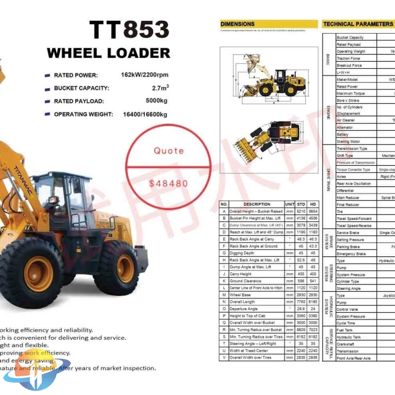 Weichai loader detachable cab, easy to deliver and service, high efficiency and energy saving for sale