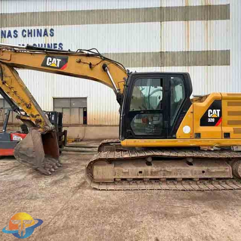 The popular Caterpillar 320 excavator tracked earthmoving equipment is in good condition and available for immediate sale.